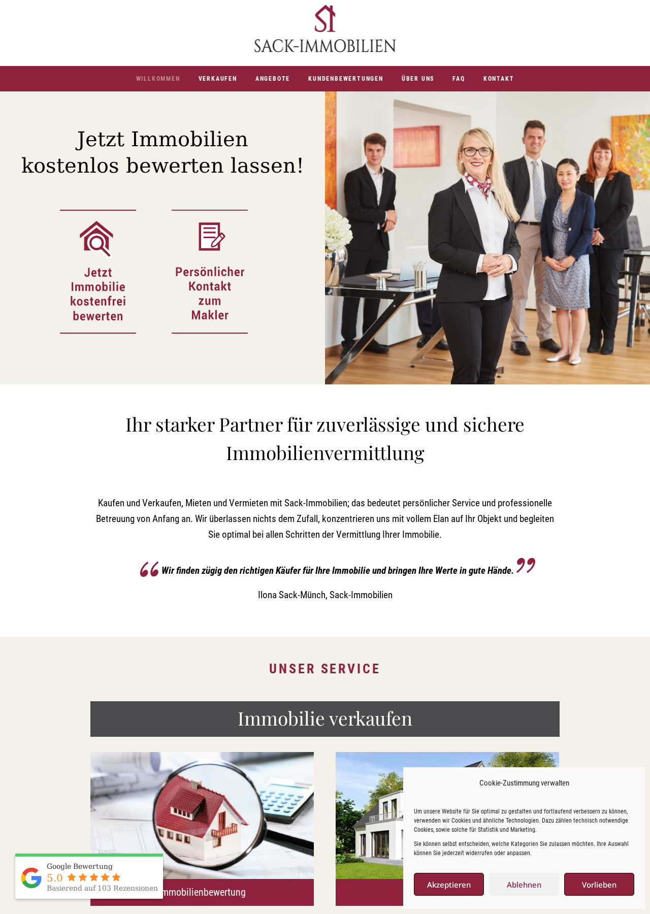 Webdesign-Referenz: Sack Immobilien